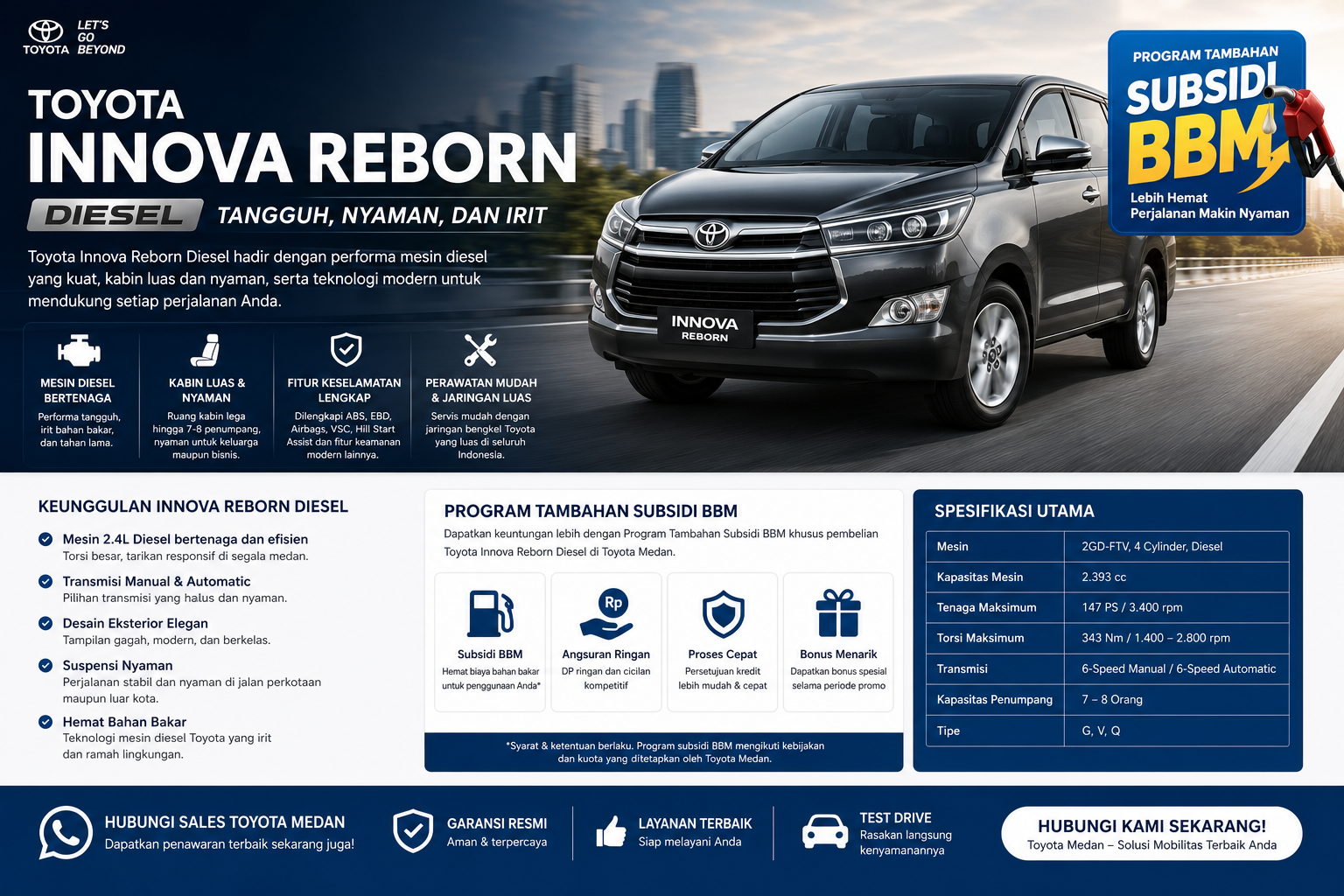 Toyota Innova Reborn Diesel – Tangguh, Irit, dan Nyaman dengan Program Tambahan Subsidi BBM - Toyota Medan
